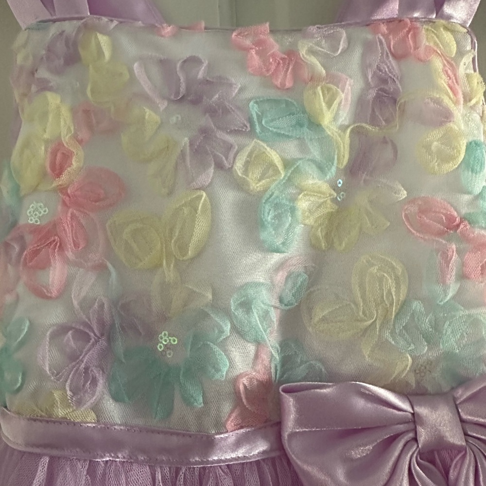 Lavender Ruffled Dress with Bow - Picture 2 of 4